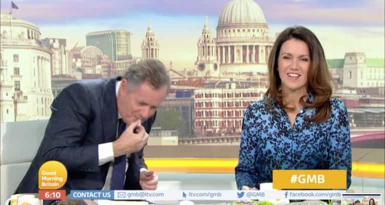 Grown man Piers Morgan spits Percy Pigs out live on air because they are vegetarian Grown man Piers Morgan spits Percy Pigs out live on air because they are vegetarian