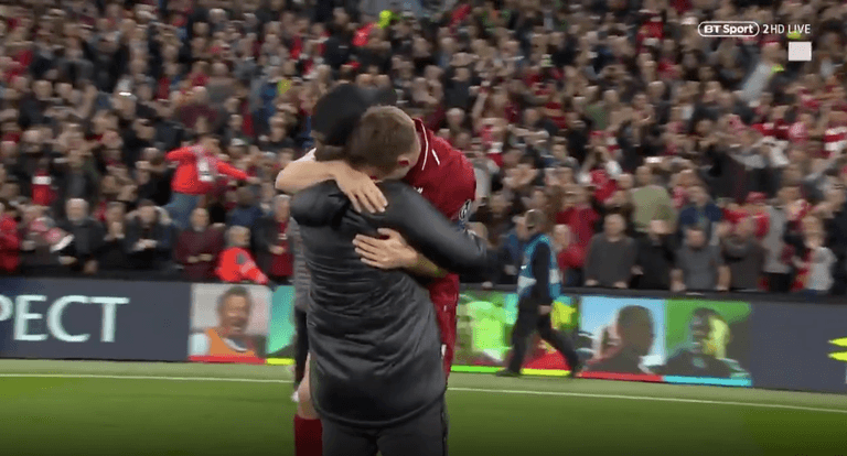 Emotional James Milner embraces Jurgen Klopp after stunning Liverpool comeback Emotional James Milner embraces Jurgen Klopp after stunning Liverpool comeback