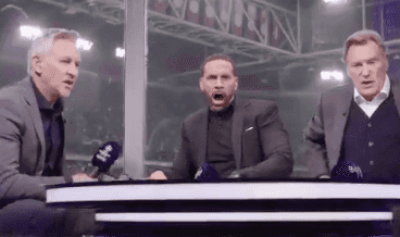 Rio Ferdinand almost shoves Glenn Hoddle out of studio during delirious Spurs celebrations Rio Ferdinand almost shoves Glenn Hoddle out of studio during delirious Spurs celebrations