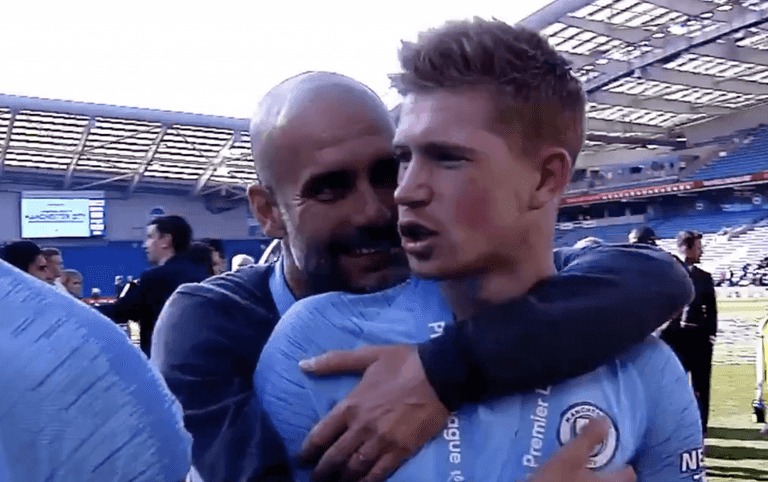WATCH: Kevin De Bruyne calls Pep Guardiola a “sh*t coach” during Man City celebrations WATCH: Kevin De Bruyne calls Pep Guardiola a “sh*t coach” during Man City celebrations