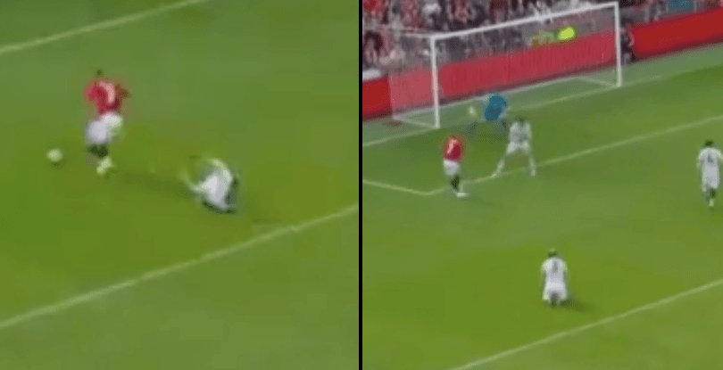 David Beckham puts Bayern player on the floor before hammering home Manchester United goal