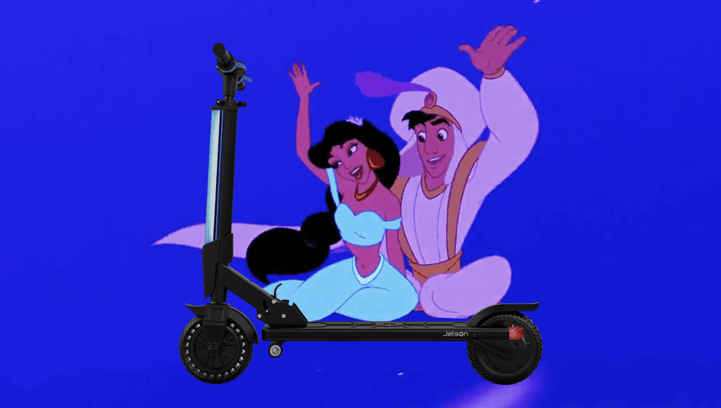 Aladdin but with adult scooters instead of a magic carpet