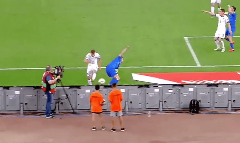 Italy’s Nicolo Barella accidentally smashes ball at ballboy’s head Italy’s Nicolo Barella accidentally smashes ball at ballboy’s head