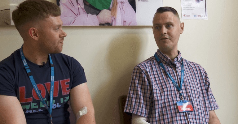Man who has received over 100 pints of blood thanks NHS for saving his life Man who has received over 100 pints of blood thanks NHS for saving his life
