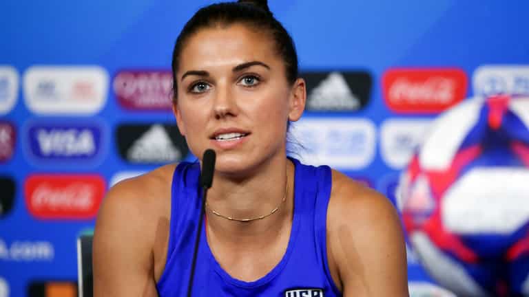 Alex Morgan: ‘You see men celebrating all around the world, grabbing their sacks or whatever’ Alex Morgan: ‘You see men celebrating all around the world, grabbing their sacks or whatever’