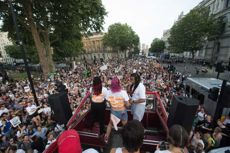 Demonstrators party and protest in London against Boris Johnson Demonstrators party and protest in London against Boris Johnson