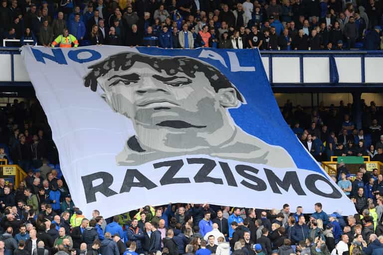 Liverpool supporters help fund Everton fan group’s Moise Kean anti-racism banner Liverpool supporters help fund Everton fan group’s Moise Kean anti-racism banner
