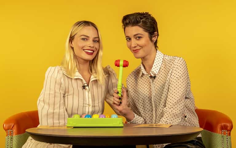 Margot Robbie battles Mary Elizabeth Winstead at Whack-A-Mole Margot Robbie battles Mary Elizabeth Winstead at Whack-A-Mole