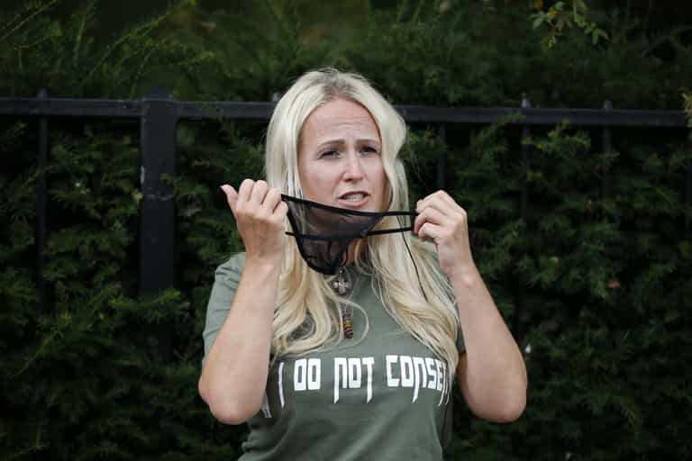 Conspiracy theorists protest against face masks Conspiracy theorists protest against face masks