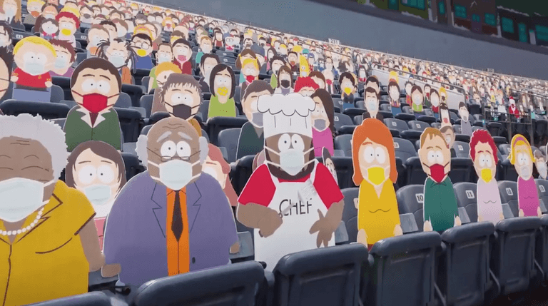 Hundreds of South Park cutouts used to fill empty NFL stands Hundreds of South Park cutouts used to fill empty NFL stands