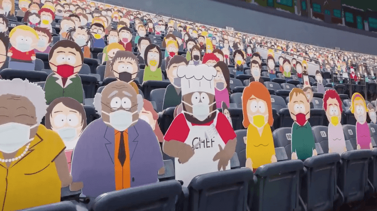 Hundreds of South Park cutouts used to fill empty NFL stands Hundreds of South Park cutouts used to fill empty NFL stands