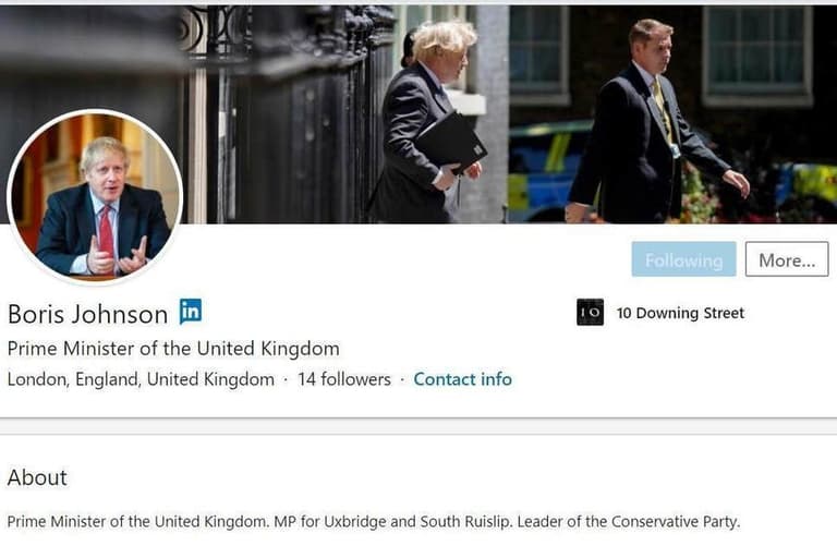 Boris Johnson has, for some reason, got a LinkedIn account Boris Johnson has, for some reason, got a LinkedIn account