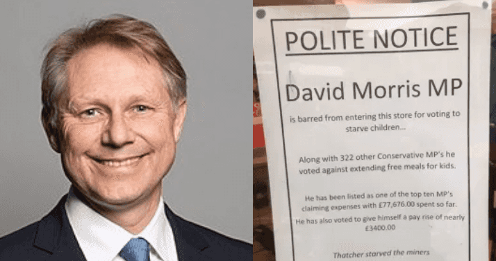 Shop bans local MP for life after he voted against extending free school meals Shop bans local MP for life after he voted against extending free school meals
