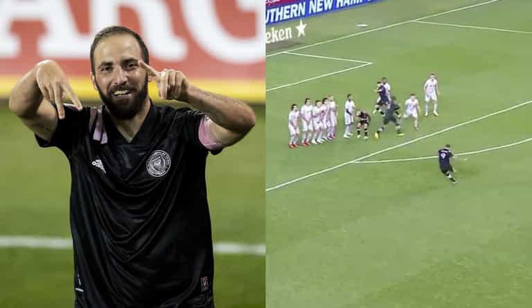 Gonzalo Higuain scores stunning free-kick for first MLS goal Gonzalo Higuain scores stunning free-kick for first MLS goal