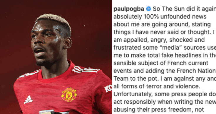 Paul Pogba releases powerful statement in response to ‘fake news’ from The Sun Paul Pogba releases powerful statement in response to ‘fake news’ from The Sun