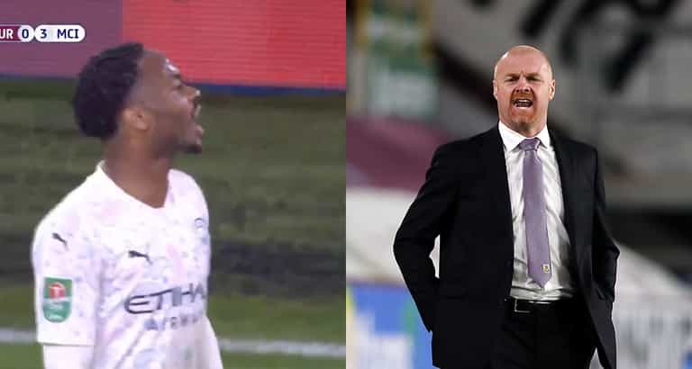 Sean Dyche flies into sweary rant after Raheem Sterling challenge Sean Dyche flies into sweary rant after Raheem Sterling challenge