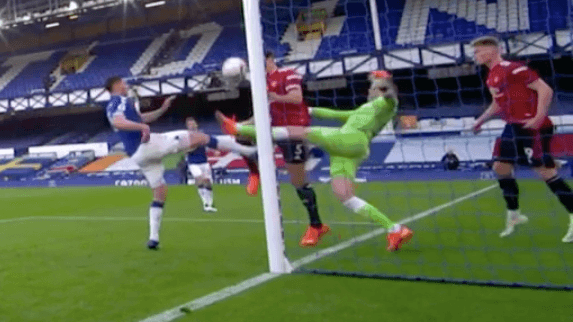 Jordan Pickford gets away with another rash tackle against Man United Jordan Pickford gets away with another rash tackle against Man United