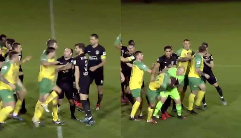 Welsh Premier League match descends into brawl with FOUR late red cards Welsh Premier League match descends into brawl with FOUR late red cards