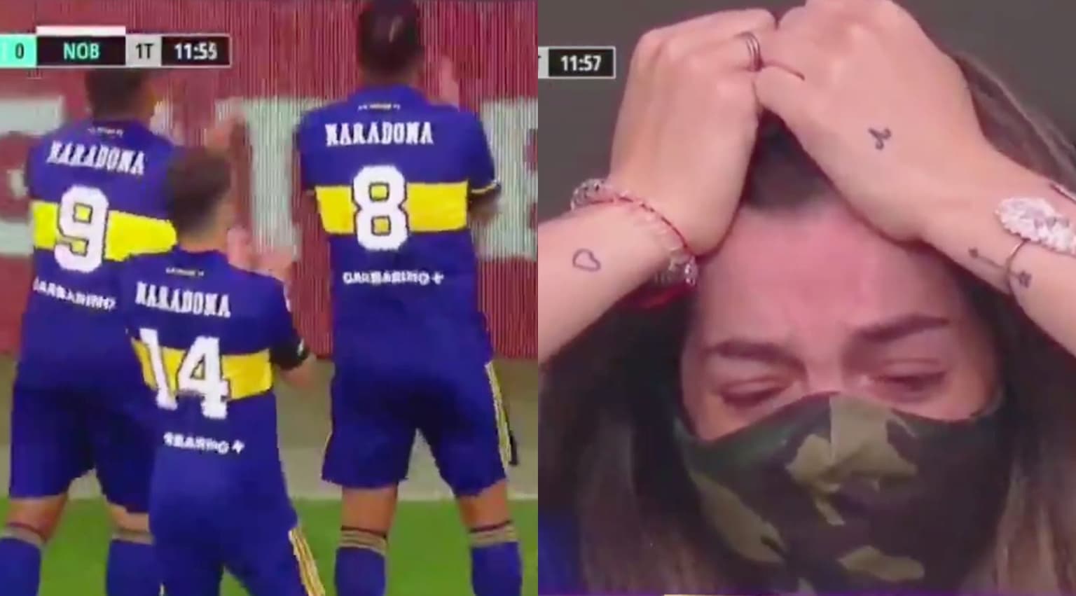 Diego Maradona’s daughter in tears after emotional Boca Juniors goal celebration