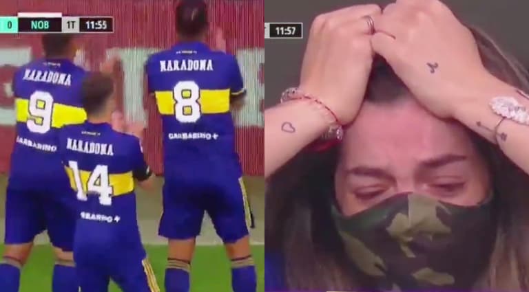 Diego Maradona’s daughter in tears after emotional Boca Juniors goal celebration Diego Maradona’s daughter in tears after emotional Boca Juniors goal celebration