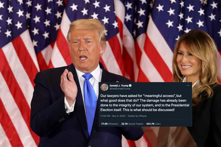 Donald Trump continues to threaten legal action as Biden edges towards victory Donald Trump continues to threaten legal action as Biden edges towards victory