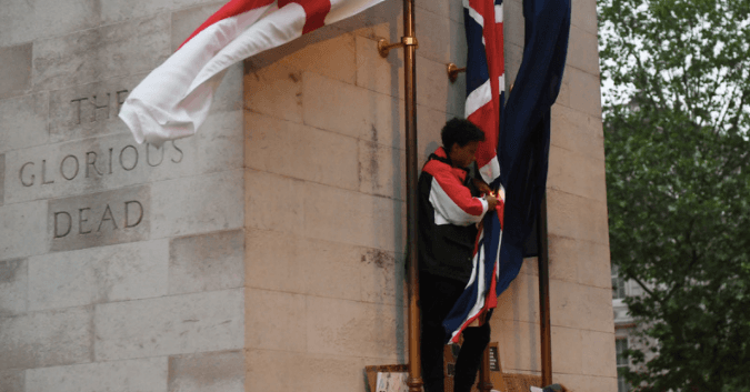 Protestor who set fire to Union Flag on the Cenotaph is spared jail Protestor who set fire to Union Flag on the Cenotaph is spared jail
