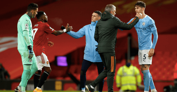 Roy Keane fuming with players hugging each other after Manchester derby Roy Keane fuming with players hugging each other after Manchester derby