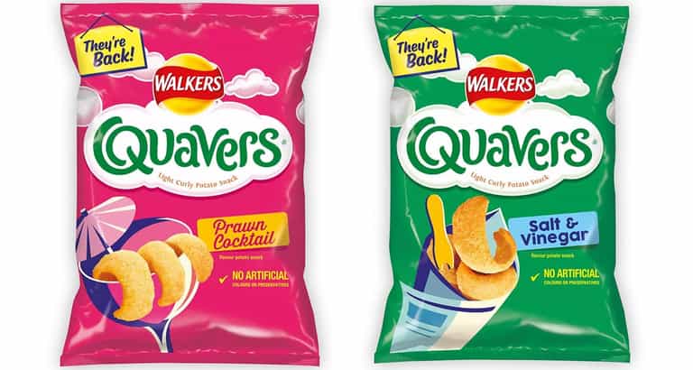 Prawn Cocktail and Salt & Vinegar Quavers are back on the shelves Prawn Cocktail and Salt & Vinegar Quavers are back on the shelves