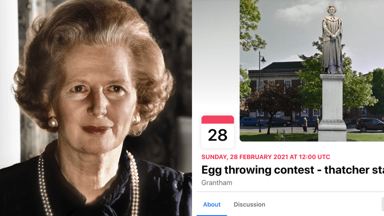 Thousands sign up to throw eggs at Margaret Thatcher statue unveiling Thousands sign up to throw eggs at Margaret Thatcher statue unveiling