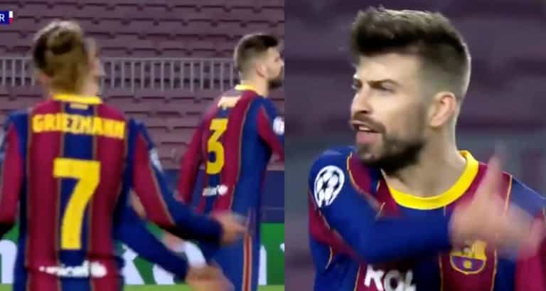 Gerard Pique and Antoine Griezmann involved in heated exchange during PSG defeat Gerard Pique and Antoine Griezmann involved in heated exchange during PSG defeat