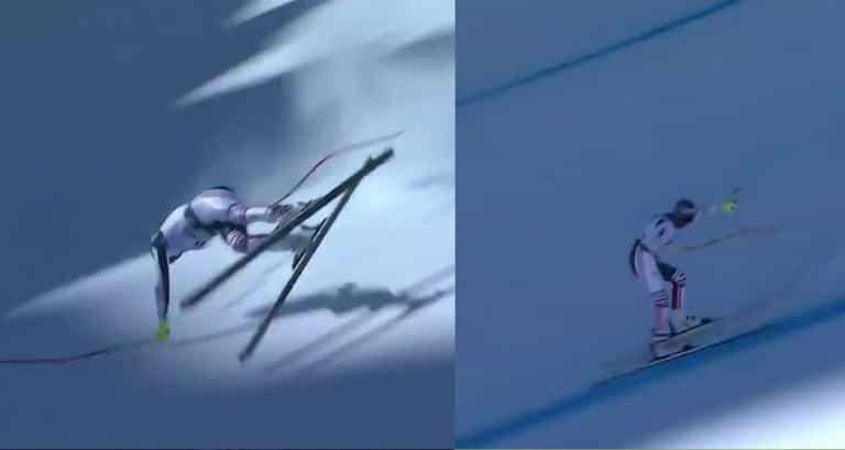 WATCH: French skier produces stunning recovery to avoid high speed crash with outrageous athleticism WATCH: French skier produces stunning recovery to avoid high speed crash with outrageous athleticism