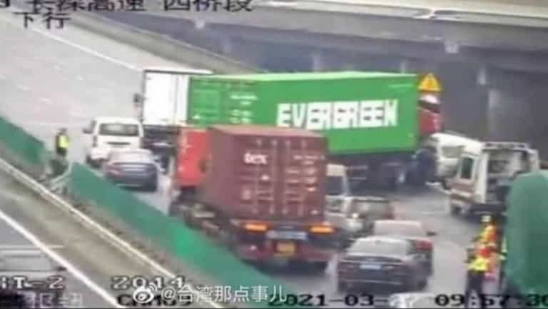 Evergreen truck blocks Chinese motorway days after boat blocks Suez Canal Evergreen truck blocks Chinese motorway days after boat blocks Suez Canal