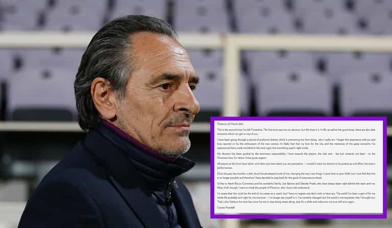 Cesare Prandelli steps down as Fiorentina boss due to personal distress Cesare Prandelli steps down as Fiorentina boss due to personal distress