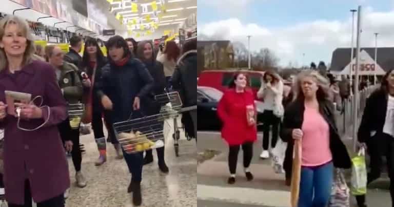 Conspiracy theorists descend on Chelmsford Tesco without face masks in bizarre protest Conspiracy theorists descend on Chelmsford Tesco without face masks in bizarre protest