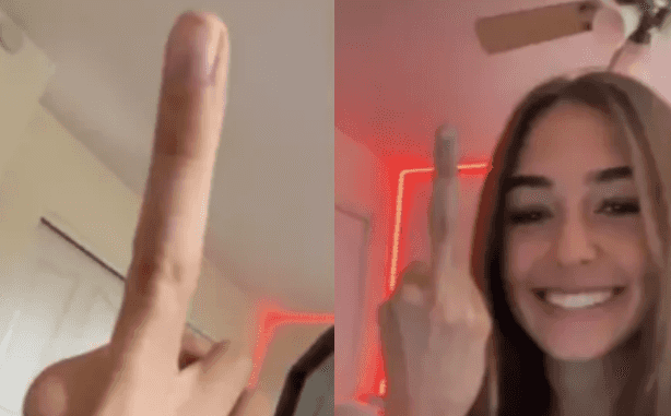Woman with huge middle finger goes viral on TikTok Woman with huge middle finger goes viral on TikTok
