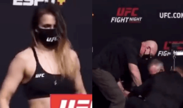 UFC fighter faints on scales during weigh-in UFC fighter faints on scales during weigh-in