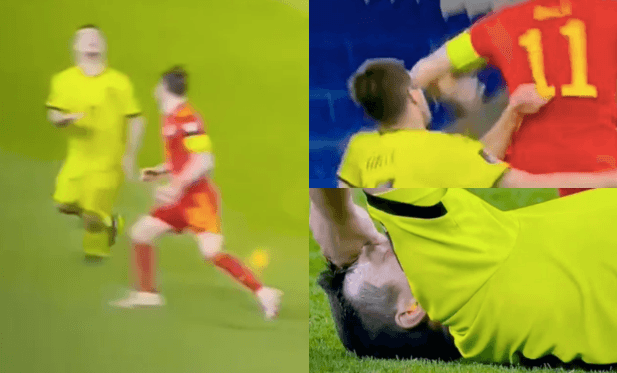 Gareth Bale elbows Ondrej Kudela in the face during match against Czech Republic Gareth Bale elbows Ondrej Kudela in the face during match against Czech Republic