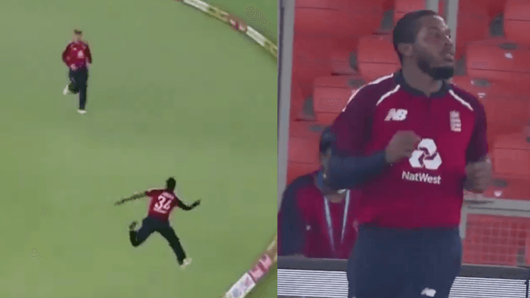 Chris Jordan pulls off jaw-dropping catch in T20 vs India Chris Jordan pulls off jaw-dropping catch in T20 vs India