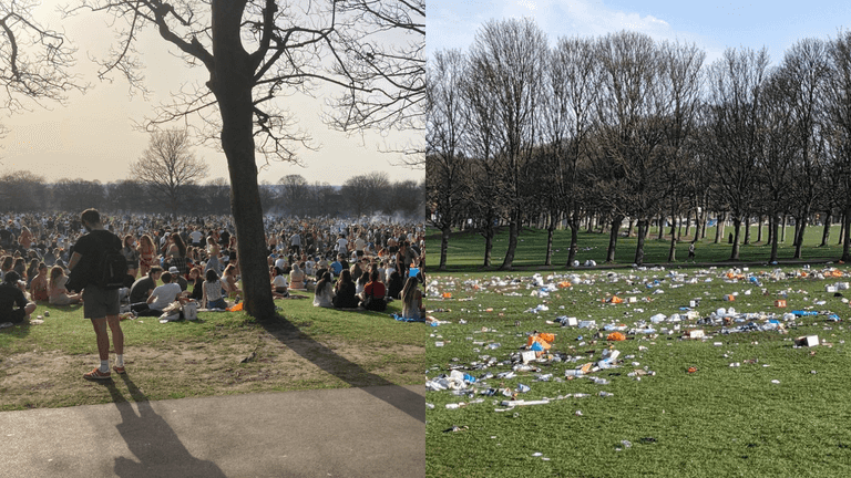 Park left destroyed as thousands leave litter on ground on hottest March day in half a century Park left destroyed as thousands leave litter on ground on hottest March day in half a century