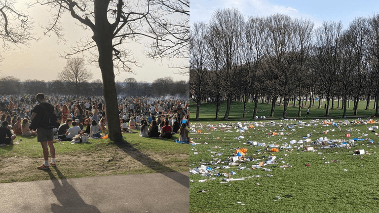Park left destroyed as thousands leave litter on ground on hottest March day in half a century Park left destroyed as thousands leave litter on ground on hottest March day in half a century