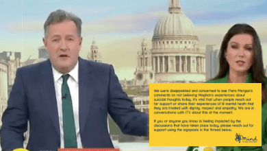 Piers Morgan condemned by mental health charity for Meghan Markle comments Piers Morgan condemned by mental health charity for Meghan Markle comments