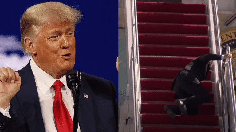 Donald Trump says media deliberately ignored Joe Biden falling up stairs Donald Trump says media deliberately ignored Joe Biden falling up stairs