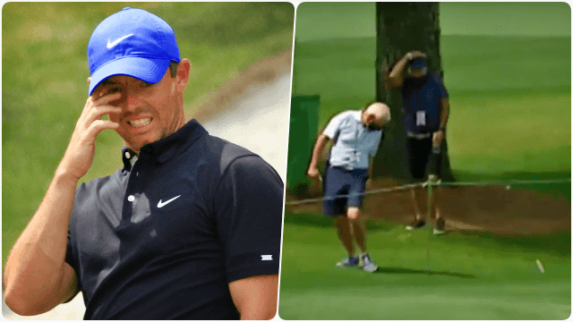 Rory McIlroy hits father with wayward shot, on way to opening 76 Rory McIlroy hits father with wayward shot, on way to opening 76