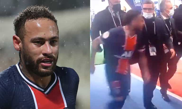 Neymar clashes in tunnel with Tiago Djalo after being sent off for PSG Neymar clashes in tunnel with Tiago Djalo after being sent off for PSG