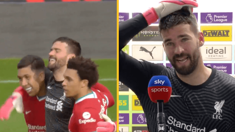 Alisson gives moving post-match interview after scoring late winner for Liverpool Alisson gives moving post-match interview after scoring late winner for Liverpool