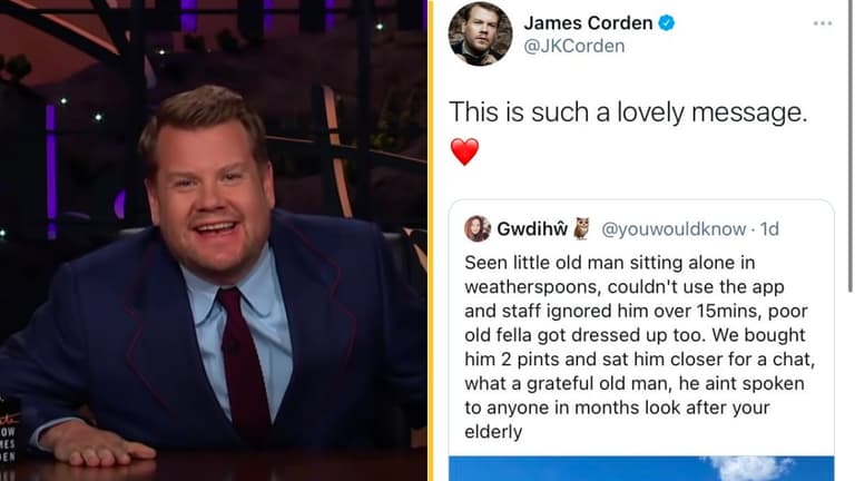 James Corden accidentally shares ‘old man in Wetherspoons’ Wayne Lineker meme James Corden accidentally shares ‘old man in Wetherspoons’ Wayne Lineker meme