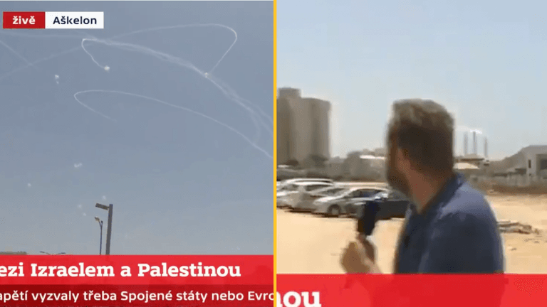 Missile air strike in Israel captured during live news report Missile air strike in Israel captured during live news report