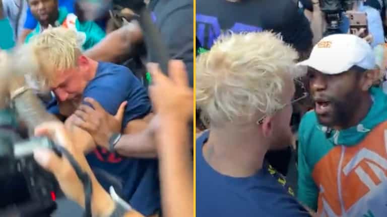 Floyd Mayweather gives Jake Paul a ‘black eye’ after pair come to blows Floyd Mayweather gives Jake Paul a ‘black eye’ after pair come to blows