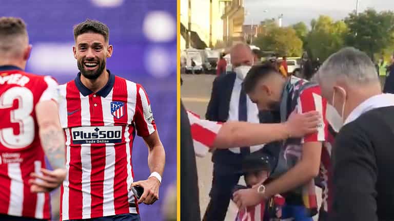 Yannick Carrasco gives shirt to Atletico Madrid fan injured in celebrations Yannick Carrasco gives shirt to Atletico Madrid fan injured in celebrations
