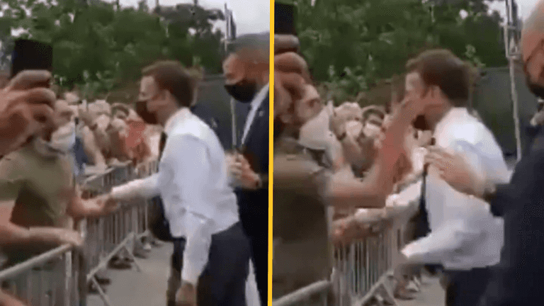 Emmanuel Macron slapped in face while greeting people on presidential tour Emmanuel Macron slapped in face while greeting people on presidential tour